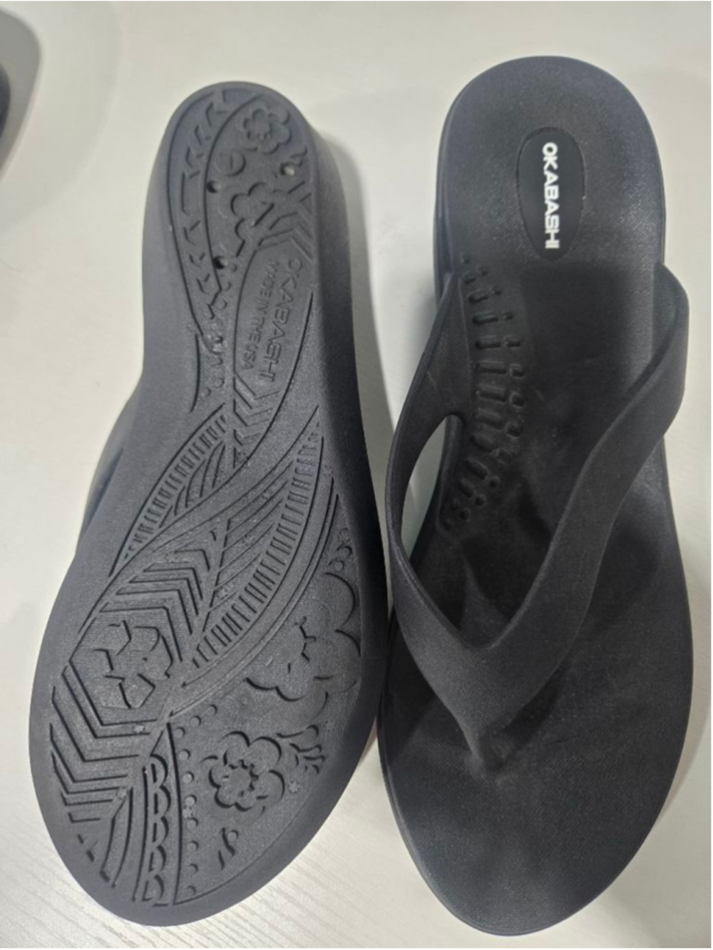 Women's Okabashi Black Flip Flop Sandals Size L